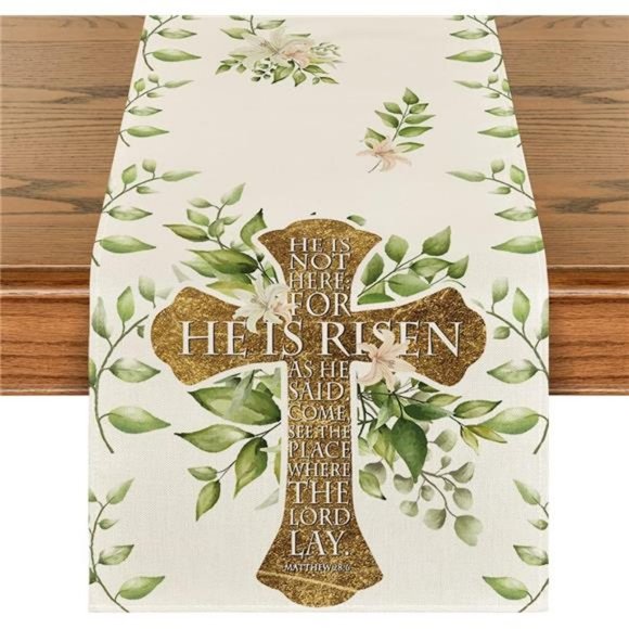 Other - Easter Table Runner Cross Floral Spring Decor Farmhouse Cottage Decorative Cloth